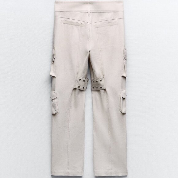 ZARA LINEN BLEND CARGO PANTS LIMITED EDITION - Picture 6 of 7